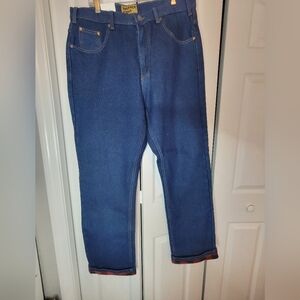 NWT Outback Rider Buffalo Plaid Fleeced Lined Men's Blue Jeans 36x32